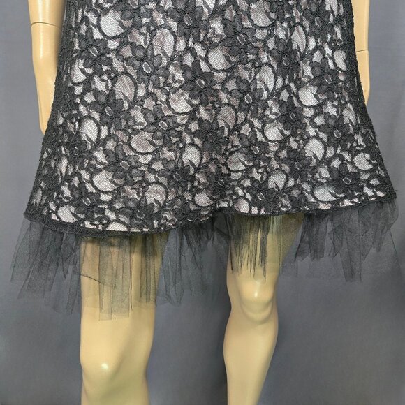 Y2K Morgan & Co Mini Dress Size S Pink Black Lace Party Prom Cocktail Fairy - Picture 3 of 8